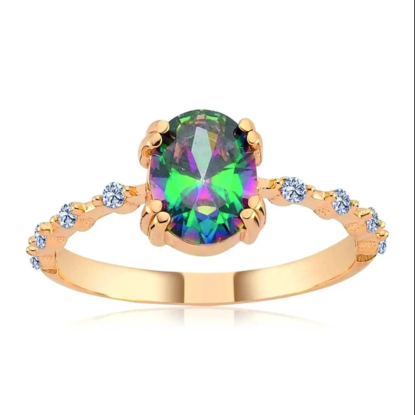 Mistik Topaz İhtişamı Gümüş Yüzük - Rose - Resim 5