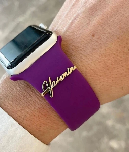 Apple Watch Uyumlu Gümüş Saat Isimlik - Resim 2