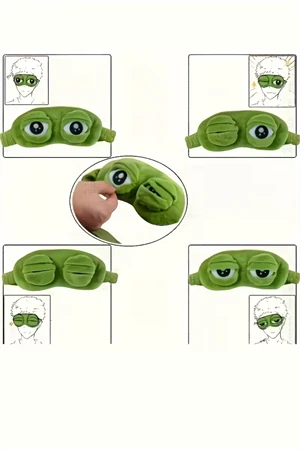 Süper Yumuşak Kurbağa Uyku Maskesi | Rahat Seyahat ve Şekerleme Göz Bandı (1 Adet) - Resim 5