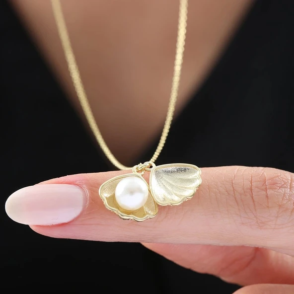 İnci Tanem Flowers Gümüş Kolye - Altın ürün görseli 1