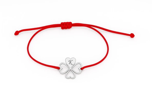 İçi boş Kalpli Yonca Gümüş Bileklik - Gümüş ürün görseli 1