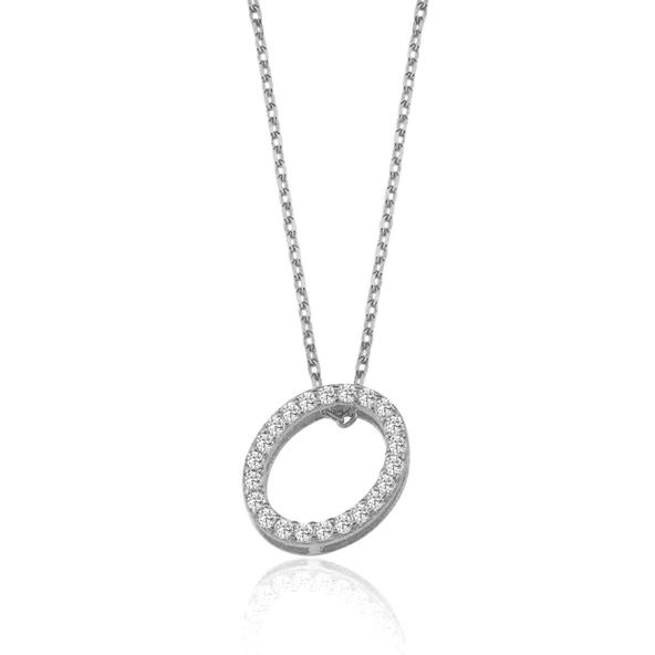 Işıltılı Prizma O Harfi Gümüş Kolye - Gümüş ürün görseli 1