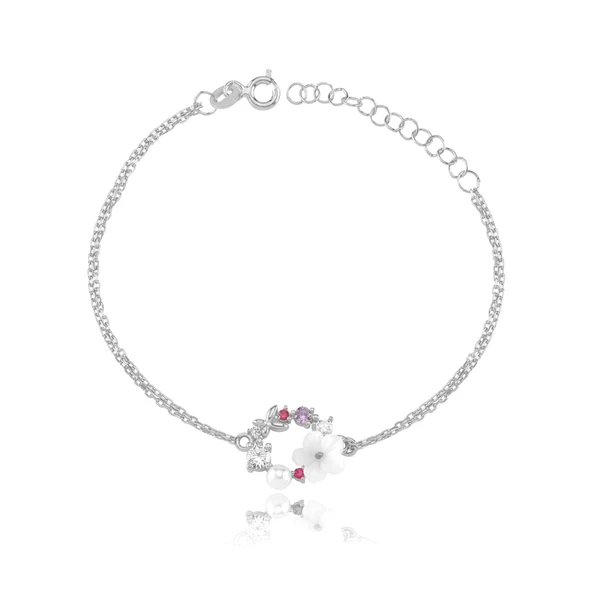 İtalyan TaAltınm Soft Çiçekler Flowers Gümüş Bileklik - Gümüş ürün görseli 1