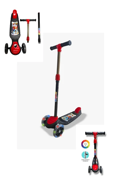 Swing Işıklı 3 Tekerlekli Scooter Kırmızı - Resim 4