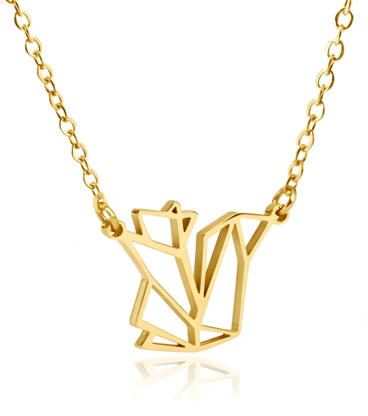 Sincap Origami Gümüş Kolye - Altın ürün görseli 1