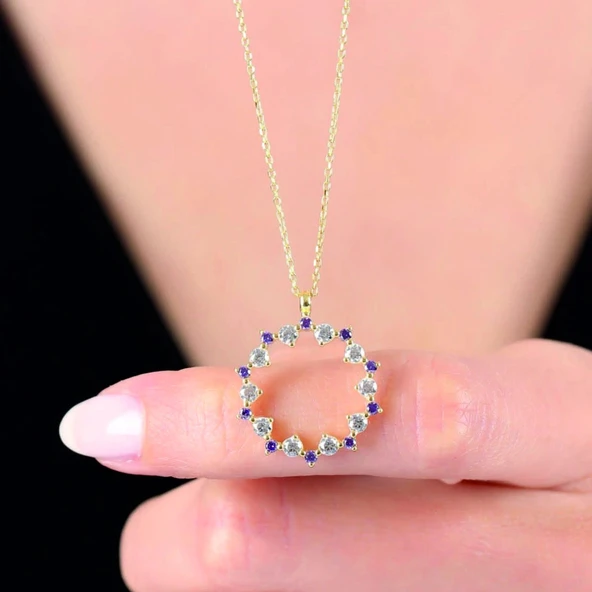 Pırlanta Montür Ametist Büyüsü Gümüş Kolye - Altın ürün görseli 1