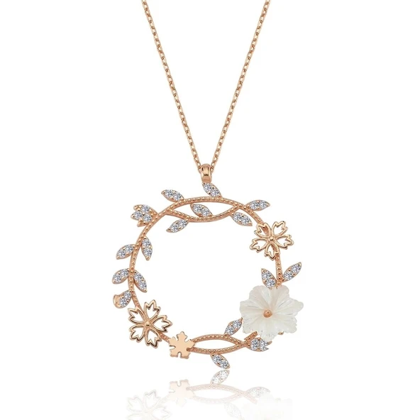 Mevsim Serenatı Flowers Gümüş Kolye - Rose ürün görseli 1