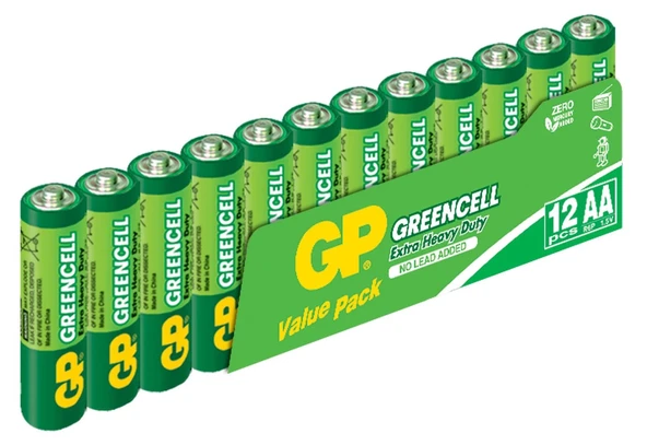 GP Greencel R6 AA Boy Çinko Kalem Pil 12'li Paket GP15G-VS12 ürün görseli