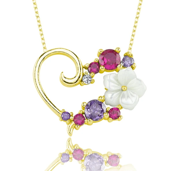 Aşk Senfonisi Manolya Çiçeği Flowers Gümüş Kolye - Rose - Resim 2