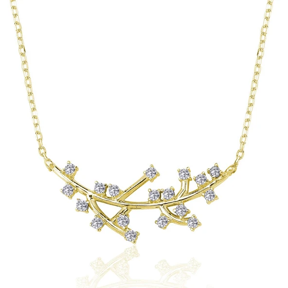 Pırlanta Montür Işıltılı Salkımlar Gümüş Kolye - Altın ürün görseli 1