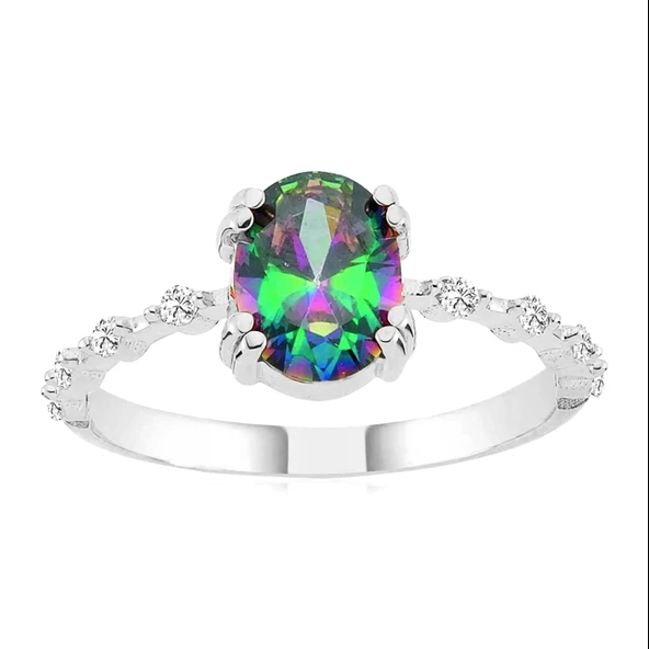 Mistik Topaz İhtişamı Gümüş Yüzük - Rose - Resim 4
