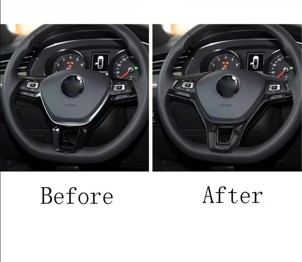 Golf 7 Jetta Passat Tiguan Polo-T-Roc 2017-2022 Karbon Görünümlü Direksiyon Kapak - Resim 5