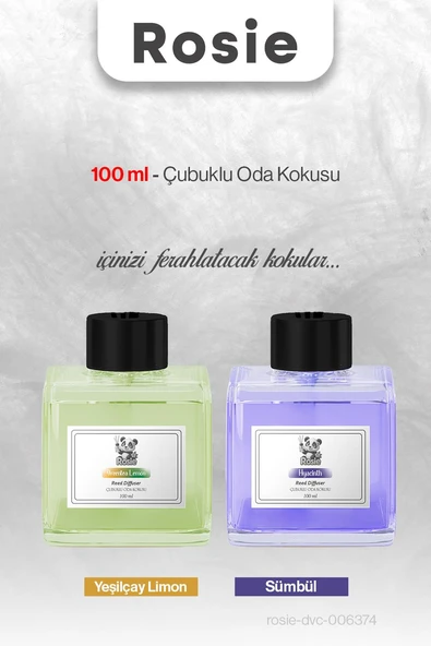 ROSIE 100 ml Yeşilçay Limon ve Sümbül Çubuklu Oda Kokusu ürün görseli