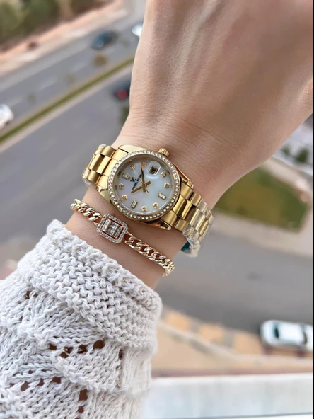 Daniel Klein Çelik Kordonlu 2 Yıl Garantili 3 Atm Suya Dayanıklı Kadın Kol Saati+Bileklik BD.10108.2 - Resim 2