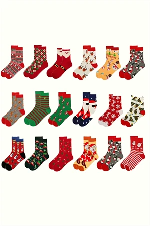 Unisex Noel Çorabı | Noel Baba, Geyik veya Kar Adamı Desenli Orta Bilek Çorap (1 Çift) – Rastgele Model - Resim 5
