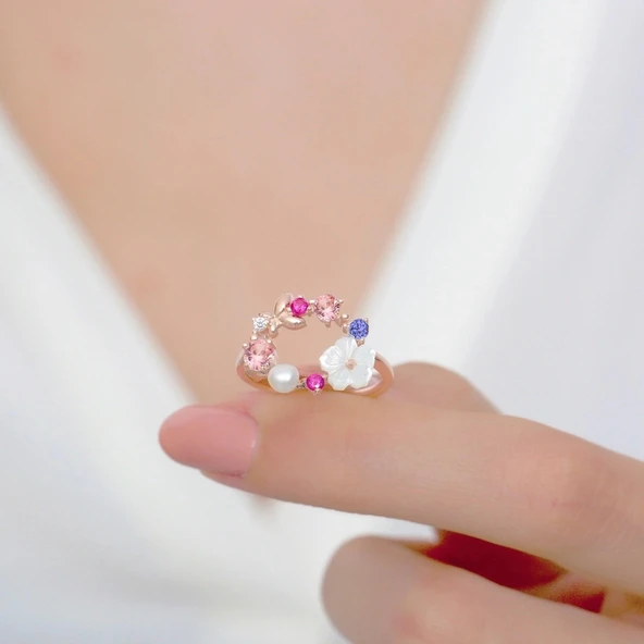 Işıltı Rüyası Manolya Çiçeği Gümüş Yüzük - Gümüş - Resim 3