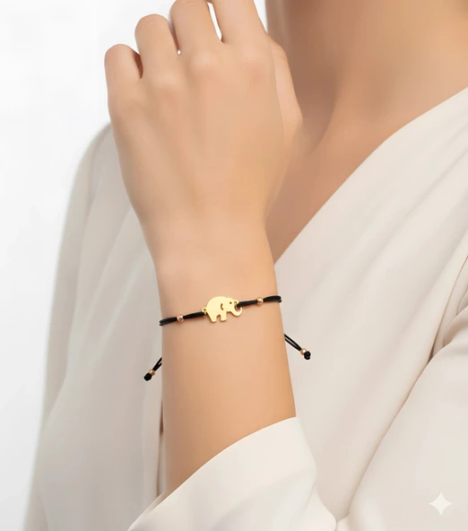 Fil İpli Gümüş Bileklik - Rose - Resim 2