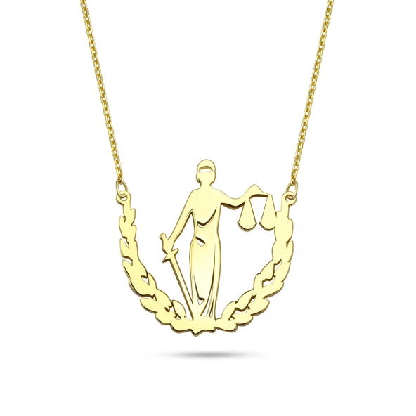 Adalet Simgesi Gümüş Kolye - Altın ürün görseli 1