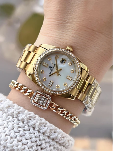 Daniel Klein Çelik Kordonlu 2 Yıl Garantili 3 Atm Suya Dayanıklı Kadın Kol Saati+Bileklik BD.10108.2 ürün görseli