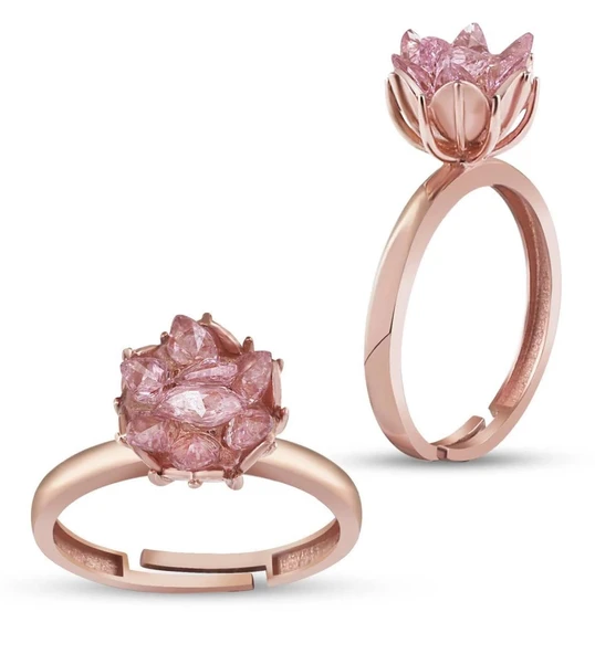 Lotus Çiçeği Gümüş Yüzük - Rose ürün görseli 1