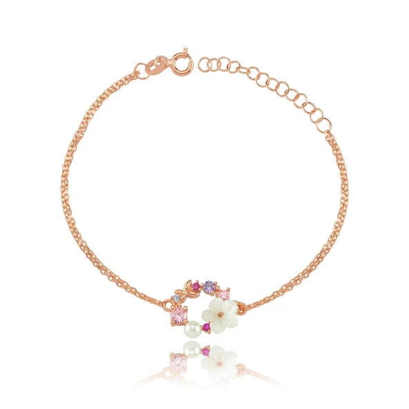 İtalyan TaAltınm Soft Çiçekler Flowers Gümüş Bileklik - Rose ürün görseli 1