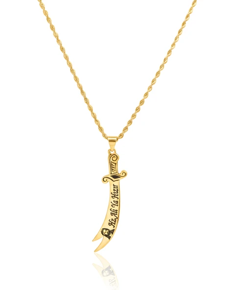 Hz.Ali Zülfikar Gümüş Kolye - Altın ürün görseli 1