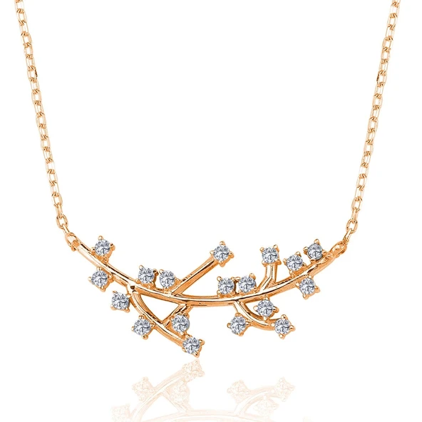 Pırlanta Montür Işıltılı Salkımlar Gümüş Kolye - Rose ürün görseli 1