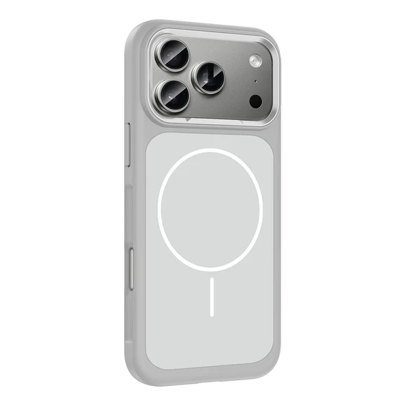 iPhone 17 Pro Max Kılıf M-Safe Şarj Özellikli Metal Kamera Çerçeveli Sanremo Silikon Kılıf - Resim 6