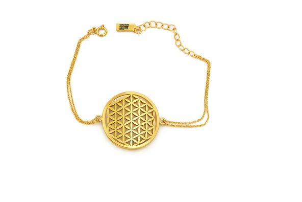 Yaşam Çiçeği Gümüş Bileklik - Altın ürün görseli 1