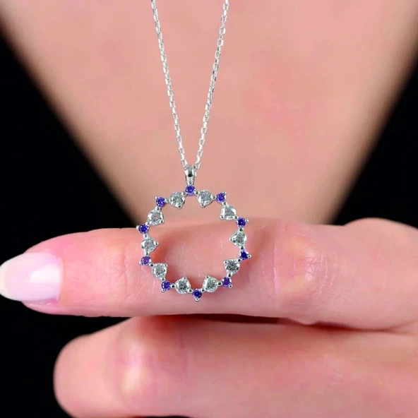 Pırlanta Montür Ametist Büyüsü Gümüş Kolye - Gümüş ürün görseli 1