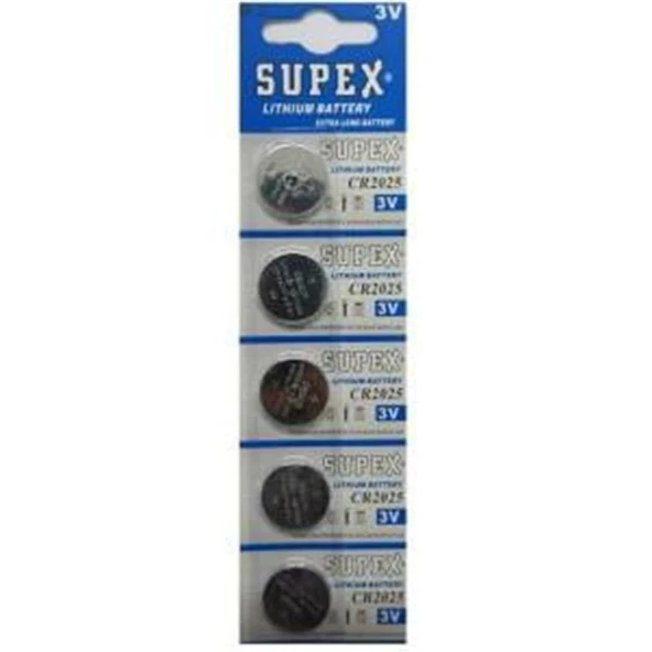 Supex Cr2025 3V Lityum 5Li Blister Pil ürün görseli