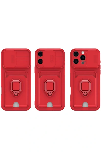 LitaeTrend iPhone 16 Pro Kılıf Zuma Kartvizitli Yüzüklü Silikon - Lila - Resim 2