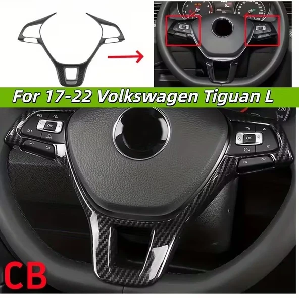 Golf 7 Jetta Passat Tiguan Polo-T-Roc 2017-2022 Karbon Görünümlü Direksiyon Kapak - Resim 6