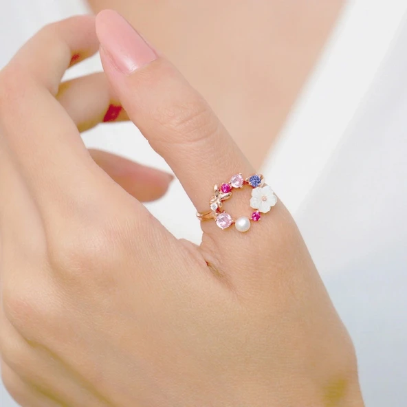 Işıltı Rüyası Manolya Çiçeği Gümüş Yüzük - Gümüş - Resim 4