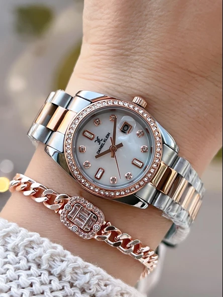 Daniel Klein Çelik Kordonlu 2 Yıl Garantili 3 Atm Suya Dayanıklı Kadın Kol Saati+Bileklik BD.10108.6 ürün görseli