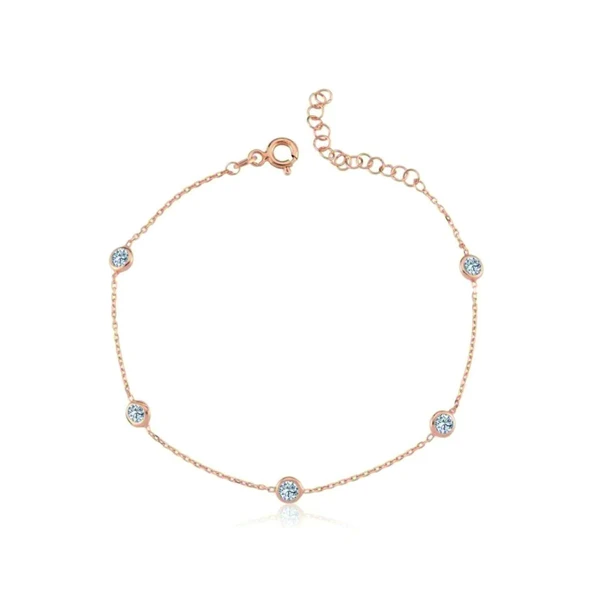 Işıltılı Tutkular Tekli Rose Renk Gümüş Bileklik - Rose ürün görseli 1