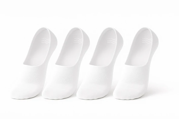 Kadın Görünmez Çorap Siyah & Beyaz – Kaydırmaz Silikonlu, Nefes Alan Babet - Resim 2