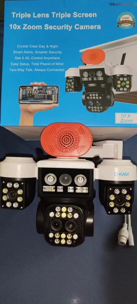 Çakarlı 3 Kameralı 9mp Wıfı Ptz Kamera Gece Görüşlü O-kam 5012 Güvenlik Kamerası ürün görseli