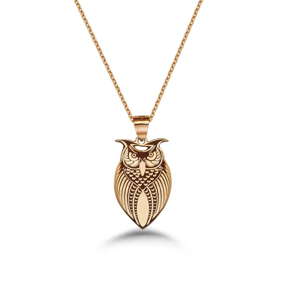 Gümüş Baykuş Kolye - Rose ürün görseli 1