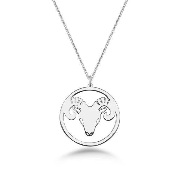 Çember Koç Burcu Gümüş Kolye - Gümüş ürün görseli 1