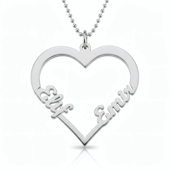 Kalp İsimli Gümüş Kolye - Gümüş ürün görseli 1