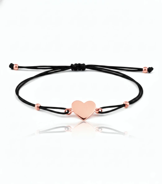 Kalp İpli Gümüş Bileklik - Rose ürün görseli 1