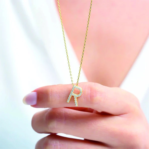 Işıltılı Prizma S Harfi Gümüş Kolye - Gümüş - Resim 3