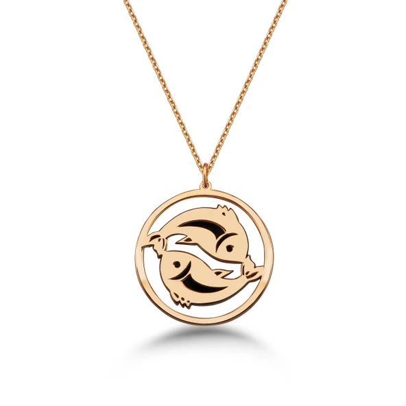 Çember Balık Burcu Gümüş Kolye - Rose ürün görseli 1