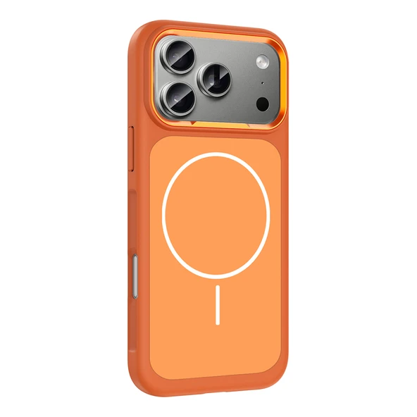 iPhone 17 Pro Max Kılıf M-Safe Şarj Özellikli Metal Kamera Çerçeveli Sanremo Silikon Kılıf - Resim 2