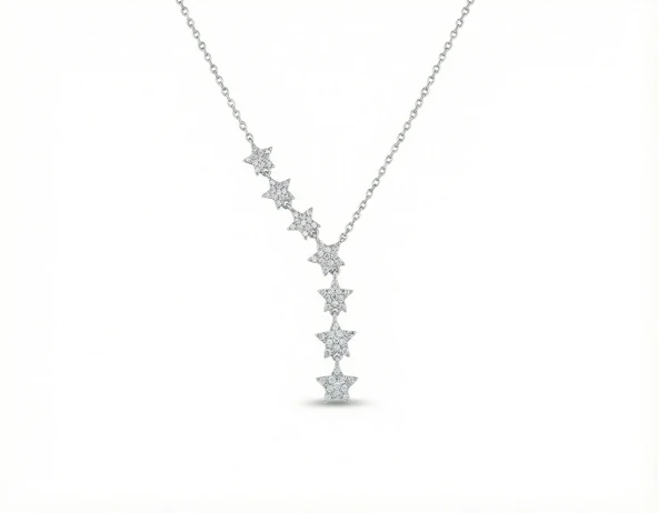 925 Ayar Gümüş Yıldızlar Kolye - Gümüş ürün görseli 1