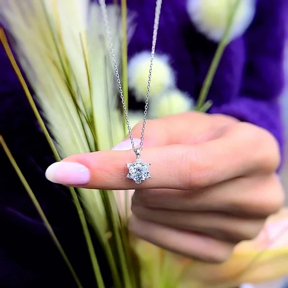 Pırlanta Montür Aşk Güneşi Gümüş Kolye - Gümüş - Resim 2