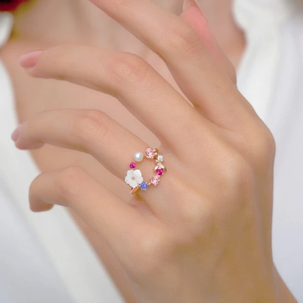 Işıltı Rüyası Manolya Çiçeği Gümüş Yüzük - Gümüş - Resim 5