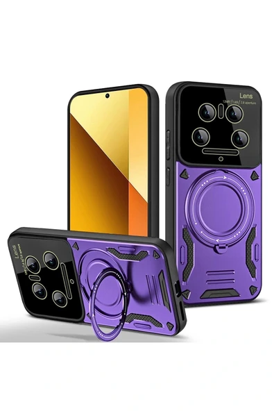LitaeTrend Xiaomi Mi 14 Ultra Kılıf Joy Lens Standlı Kapak - Mor ürün görseli 1