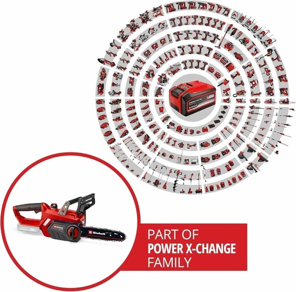 Einhell GE-LC 18/25 Li Akülü Ağaç Kesme Makinesi 18V Çift Bataryalı x 4 Ah + Şarj Cihazı - Resim 7